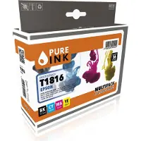 Pure Ink 170745990008 Cartouche d'impression 4 pcs Compatible Rendement élevé (XL) Noir - Cyan - Magenta - Jaune (EPST1816MP4)