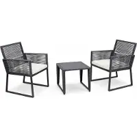 VCM 3 pcs salon de jardin ensemble / groupe de salle à manger de groupe de sièges / 1xtable, 2x chaises / table Dimensions env. H. 45 x W. 45 x D. 45 cm / Ensemble de salon - Fidola