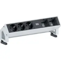 Bachmann DESK 2 - Bâti de prises - entrée, entrée GST18 - raccords de sortie : 3 - cordon 20cm - Allemagne - noir, blanc, RAL 9010 (902.201)