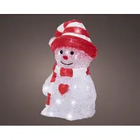 Detexpol Autres marques Décoration LED Bonhomme de neige 13,3x16,8x25,2 cm Acrylique rouge blanc