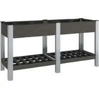 vidaXL Plateau de jardin avec étagère Gris 150x50x75 cm WPC