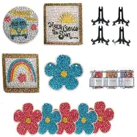 Hobby Hall Ensemble De Décorations En Bois - Charysim - 9 Pièces - Fleurs Brillantes - Diy - Multicolore