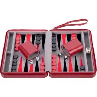 Engelhart Backgammon Jeu de voyage 9 pouces rouge Zipper gris noir rouge