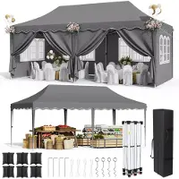 StarTech.com Tente pliante Partyzelt - 3×6 m - Imperméable - Protection UV 50+ - 6 parois latérales - Structure en acier - Hauteur réglable - Gris