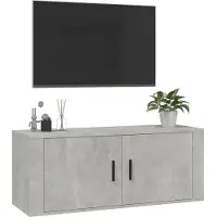 vidaXL Armoire TV murale gris béton 100x34,5x40 cm