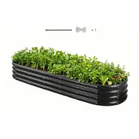 Vevor Jardinière 2390x600x270 mm Lit de Jardin Surélevé Métal Galvanisé Bac de Plantation Ovale Fond Ouvert pour Cultiver Fleur Herbes Plantes Succulentes dans Jardin Terrasse Patio Balcon