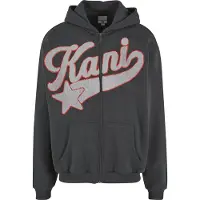 Karl kani Veste de survêtement gris foncé / rouge / blanc
