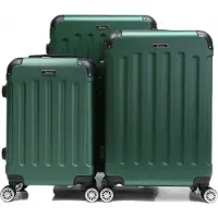 Cheffinger Ensemble de valises à roulettes à coque rigide, 3 pièces, valises de voyage, bagages à main, sac de voyage, vert