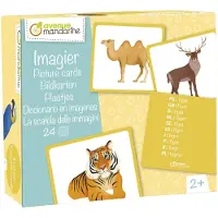 My Mandarine Jeu éducatif Animaux sauvages Cartes illustrées 11,5 x 12,7 cm Épaisseur 2 mm Cartes éducatives