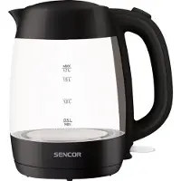 Sencor Bouilleur à verre SWK 7301BK, 2200W, 1,7L, éclairage LED, filtre lavable, arrêt automatique, noir