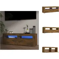 vidaXL Armoire TV avec lampes LED Chêne fumé 120x35x40 cm - Meuble TV