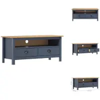 vidaXL Meuble TV Hill Gris 110 x 40 x 47 cm en pin massif - Meuble TV