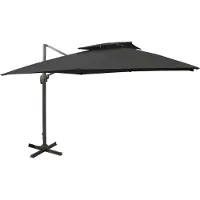 The Living Store Parasol à pied croisé avec système d'aération, 300 x 300 cm, noir