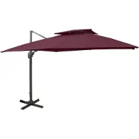 The Living Store Parasol à pied central avec système d'aération , 300 x 300 cm, rouge bordeaux