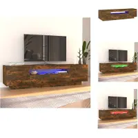 vidaXL Armoire TV avec lampes LED Chêne fumé 160x35x40 cm - Meuble TV