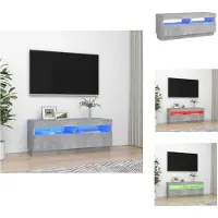 vidaXL Armoire TV avec éclairage LED gris béton 100x35x40 cm - Meuble TV