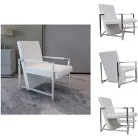 vidaXL Fauteuil avec pieds chromés, en similicuir blanc - Fauteuil