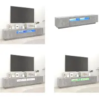 vidaXL Armoire TV avec lampes LED gris béton 200x35x40 cm - Armoire TV - Armoire TV Avec Lumière LED - Armoire TV Avec Lumières LED