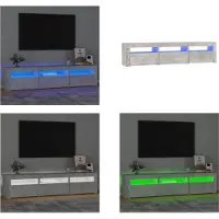 vidaXL Armoire TV avec lampes LED gris béton 180x35x40 cm - Armoire TV - Pied TV - Armoire média
