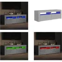 vidaXL Armoire TV avec éclairage LED gris béton 120x35x40 cm - Armoire TV - Armoire TV Avec LED - Meuble TV