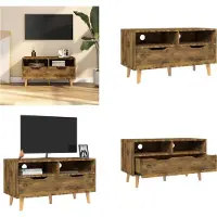 vidaXL Armoire TV chêne fumé 90x40x48,5 cm Bois composite - Armoire TV - Meubles TV - Armoire TV