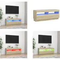 vidaXL Armoire TV avec lampes LED Chêne Sonoma 100x35x40 cm - Armoire TV - Armoire TV Avec LED - Meuble TV
