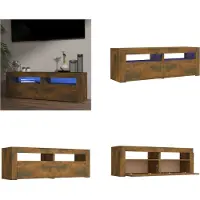 vidaXL Armoire TV avec lampes LED chêne fumé 120x35x40 cm - Armoire TV - Meubles TV - Supports TV