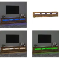 vidaXL Armoire TV avec lampes LED chêne fumé 210x35x40 cm - Armoire TV - Pied TV - Armoire média