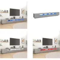 vidaXL Armoire TV avec lampes LED gris béton 300x35x40 cm - Armoire TV - Armoire TV Avec Lumière LED - Armoire TV Avec Lumières LED