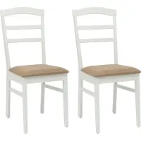 vidaXL Chaise de salle à manger 2 pcs Blanc et marron Bois massif de caoutchouc