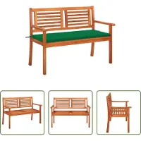 The Living Store Banc de jardin 2 places avec support 120 cm bois massif eucalyptus