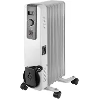 Neo Tools Radiateur à huile 1500W - Radiateur électrique à 7 ailettes, 3 niveaux de chauffage, thermostat réglable, protection contre la surchauffe et roulettes