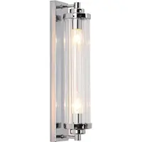 Light Prestige Applique murale Lorenzo argentée et transparente, 2xE14x40W, verre, dimensions : 42x8x8 cm, IP20,