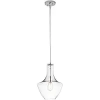 Kichler Lampe suspendue avec abat-jour en verre chromé Everly 1xE27 60W