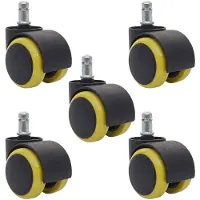 Mendler 5x roulettes pour sol dur HWC-H86, roulettes pour chaise de bureau, 150kg capacité de charge 50mm jaune
