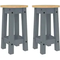Syfax Tabourets de bar lot de 2 gris bois massif de pin