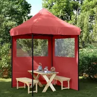 Prolenta Maison Exclusive - Tente de réception pliable Pop-Up avec 2 panneaux latéraux, rouge bordeaux