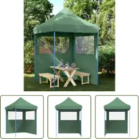 The Living Store Tente de réception pliable Pop-Up avec 2 panneaux latéraux, verte