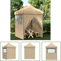 The Living Store Tente de réception Pop-Up pliante avec 4 panneaux latéraux Beige