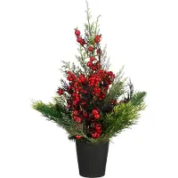 Mica Decorations Cèdre Artificiel en pot - H45 x Ø18 cm - Rouge, Vert