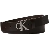 Calvin Klein Ceinture 'Smooth Monogram Buckle' brun foncé