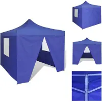 vidaXL Tente pliante 4 parois 3 x 3 m Bleu - Pavillons & Tentes de réception