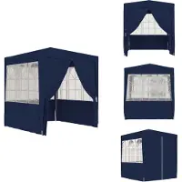 The Living Store Tente de réception professionnelle avec parois latérales 2×2m Bleu 90 g/m