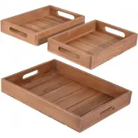 Home Styling Collection plateau set de 3 en teck 39x29 cm bois