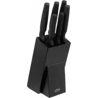5 Five Bloc à couteaux Charactere équipé 7 pcs., avec couteaux, bois, acier, plastique, noir, 189698