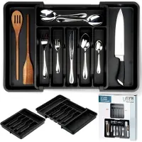 By Lille Vilde Insert extensible noir pour tiroir à couverts 33-56,5 x 37,5 cm