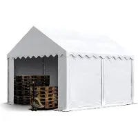 TOOLPORT Tente de Stockage 4x4 m abri bâche PVC 750 N imperméable blanc avec cadre de sol