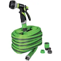 Ribimex Tuyau Plat Flatex 15M - Avec Raccords et Pistolets - Flexible et Pratique -