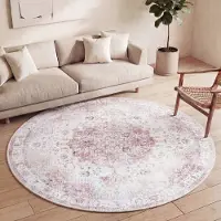 FRAAI Tapis rond vintage - Lago Rose | Ø 120 cm | Rond | Tissage plat