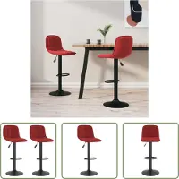 The Living Store Tabouret de bar 2 pcs. Velours rouge vin